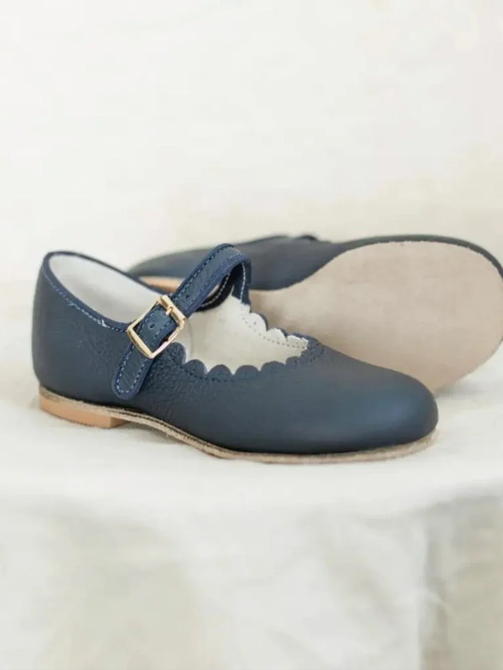 ZIMMERMAN Shoes Scalloped Mary Jane Navy Blue Girls 9E